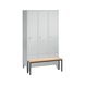 C+P Locker Classic, 3 compartments, H1850B1200D500 mm, light gray No. 8030-32|S10007 - Clothes locker (workshop) - 1
