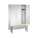 C+P Locker Classic, 3 compartments, H1850B1200D500 mm, light gray No. 8030-32|S10007 - Clothes locker (workshop) - 2