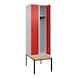 C+P Classic PLUS locker, bench, 2 compartments, 2120x600x815 mm, RAL 7035/3020 - Classic PLUS locker - 1