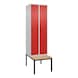 C+P Classic PLUS locker, bench, 2 compartments, 2120x600x815 mm, RAL 7035/3020 - Classic PLUS locker - 2