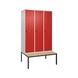 C+P Classic PLUS locker, bench, 3 comp., 2120x1,200x815 mm, RAL 7035/3020 - Classic PLUS locker - 2
