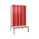 C+P Classic PLUS locker, bench, 4 comp., 2120x1,200x815 mm, RAL 7035/3020 - Classic PLUS locker - 2