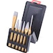 Combination tool set, 6-piece in sheet metal folding case - Additional grains, drivers, striking irons - 1
