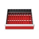 Schubladeneinteilung R 18-16 mit Muldenplatten Front 100 mm
