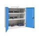 Battery charging cabinet with 2 x electric shelf and solid sheet metal doors - Wing door cabinet - 2