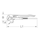 45 degree angled pipe wrench, 2 inch - Angle pipe wrench - 2