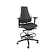 DAUPHIN Tec Identity Counter, ID blue, PU black, 2F armr., locking castors - Tec Identity polyurethane (PU) counter chair for production and workshop areas - 2