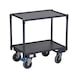 ATORN Table trolley, loading platform 605 x 410 mm, with 2 shelves, graphite grey RAL 7024 |PROMOTION - Table trolley with 2 wooden load areas |PROMOTION - 1