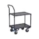 ATORN Table trolley, loading platform 605 x 410 mm, with 2 shelves and handle, graphite grey RAL 7024 - Table trolley with 2 wooden load areas - 1