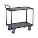 ATORN Table trolley, loading platform 835 x 490 mm, with 2 shelves, upright handle - Table trolley with 2 wooden load areas - 1