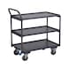 ATORN Table trolley, loading platform 835 x 490 mm, with 3 shelves, upright handle - Table trolley with 3 wooden load areas - 1