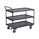 ATORN Table trolley, loading platform 985 x 590 mm, with 3 shelves, upright handle - Table trolley with 3 wooden load areas - 1