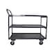ATORN Table trolley, loading platform 985 x 590 mm, with 3 shelves, upright handle - Table trolley with 3 wooden load areas - 2