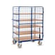 FETRA Shelf trolley with 5 levels, load capacity 600 kg, loading surface 1200 x 800 mm, with tugger train - Shelf trolley with hinged doors, 5 tiers - 1