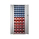 RASTERPLAN Armoire modulaire &agrave; 21 &eacute;tag&egrave;res RAL7035 bacs &agrave; bec 1 600x690x285 mm - Armoire &agrave; portes battantes &eacute;quip&eacute;e de bacs &agrave; bec en poly&eacute;thyl&egrave;ne - 1