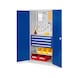 RASTERPLAN Armoire &agrave; tiroirs avec panneau perfor&eacute; RAL 7035/5010 - Armoire &agrave; portes &agrave; rabattement avec &eacute;tag&egrave;re et tiroirs - 1