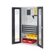 RASTERPLAN Werkzeugschrank 1950x1000x600 mm T&uuml;ren mit Sichtfenster RAL 7035/7016 - Fl&uuml;gelt&uuml;renschrank mit Fachboden und Schubladen - 1
