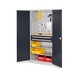 RASTERPLAN Tool cab., mod. 14, HxWxD 1950 x 1000 x 600 mm, perf. panel doors - Hinged-door cabinet with shelf and drawers - 1