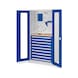 RASTERPLAN Tool cabinet model 37 1950x1000x600&nbsp;mm, view. window doors 7035/5010 - Hinged-door cabinet with drawers - 1