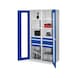 RASTERPLAN Heavy-duty cabinet model 52 w view window doors 1950x1000x600&nbsp;mm RAL 7035/5010 - Heavy-duty cabinet with central partition - 1