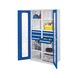 RASTERPLAN Arm. car. pes. mod. 53 con pu. vent. vis. 1950x1000x600 mm RAL 7035/5010 - Armario para cargas pesadas con partici&oacute;n central - 1