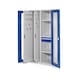 RASTERPLAN Vertical cabinet model 82 w viewing window doors RAL 7035/5010 - Vertical cabinet with RASTERPLAN perforated metal plate pull-outs, shelves and drawers - 1