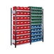 RASTERPLAN Plug-in rack basic bay model 16 2000x2000x400&nbsp;mm 19 shelves galvanised RAL 7016 - Plug-in rack with easy-view storage bins - 1