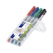 STAEDTLER Lumocolor F non-permanent universal pen, approx. 0.6 mm, 4 assorted colours - Fine-tip pen - 1