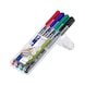 STAEDTLER Lumocolor F permanent universal pen, 0.6 mm, 4 assorted colours, box - Fine-tip pen - 1