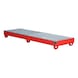 BAUER S&Uuml;DLOHN Ac&eacute;l gy.t&aacute;lca, RAL 3000, 4 db 200 l-es hord&oacute;hoz, HxSzxMa 2400x800x250 mm - K&aacute;rmentő t&aacute;lca 200 literes hord&oacute;khoz - 1