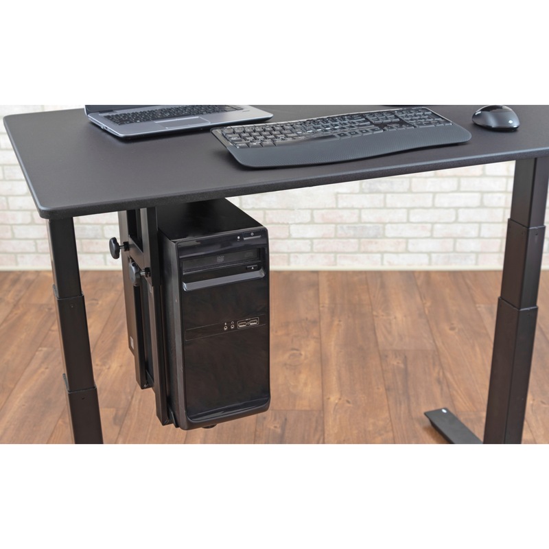 Black LUXOR PC holder made of powder-coated steel - PC mount in black