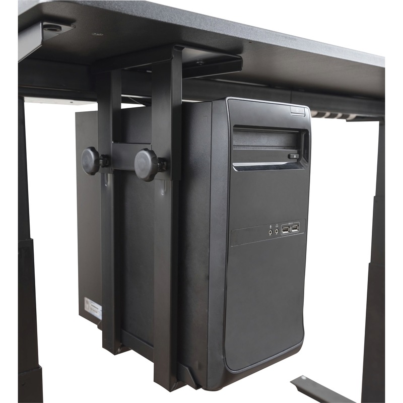 Black LUXOR PC holder made of powder-coated steel - PC mount in black