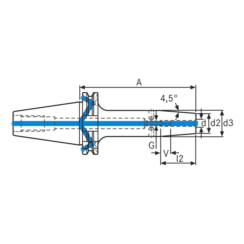 ATORN mandrin de frettage SK40 (ISO 7388-1) dia. 10 mm A=200 mm - Mandrin de frettage 4,5°
