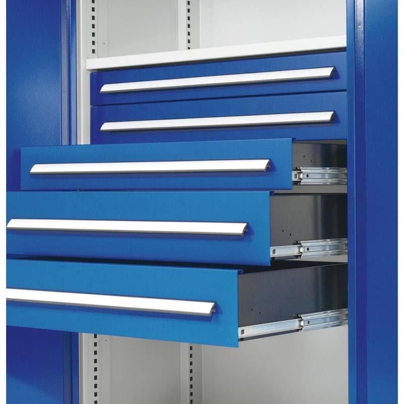 Armoire ch. lourdes mod. 53 portes fen. d'obs. 1 950x1 000x600 mm RAL 7035/5010 - Armoires pour charges lourdes avec séparateur central