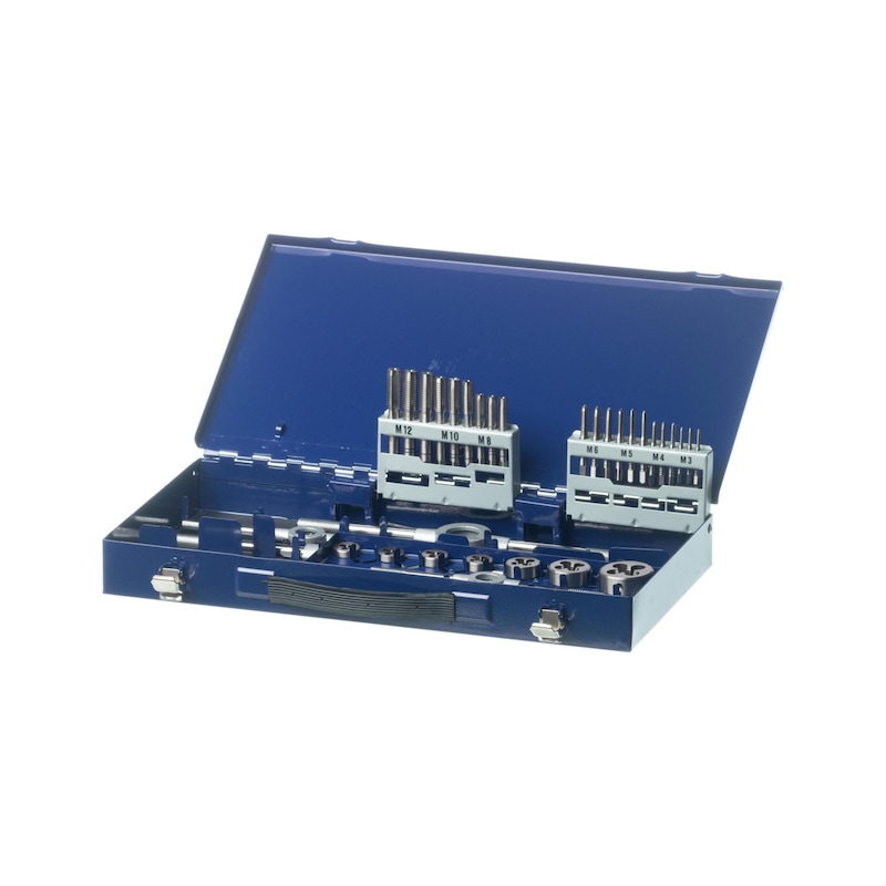 ORION thread-cutting tool set, HSS, thread 1/8 – thread 1 - Thread cutting tool set G 1/8 to G1 HSS through hole/blind hole ≤ 1xD