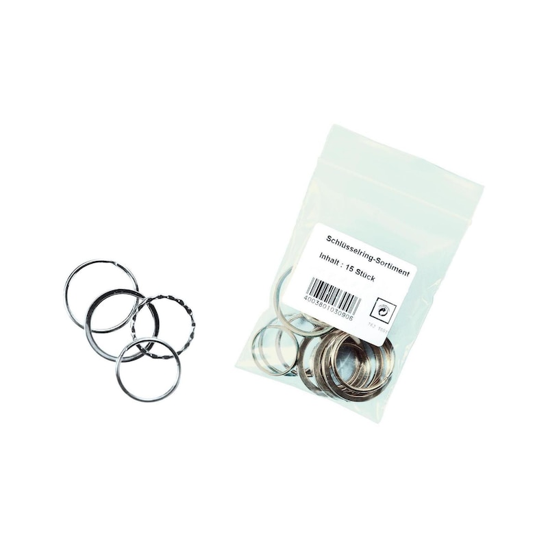 Metal key rings 25-30 and 35 mm diameter 15 pieces - Key rings