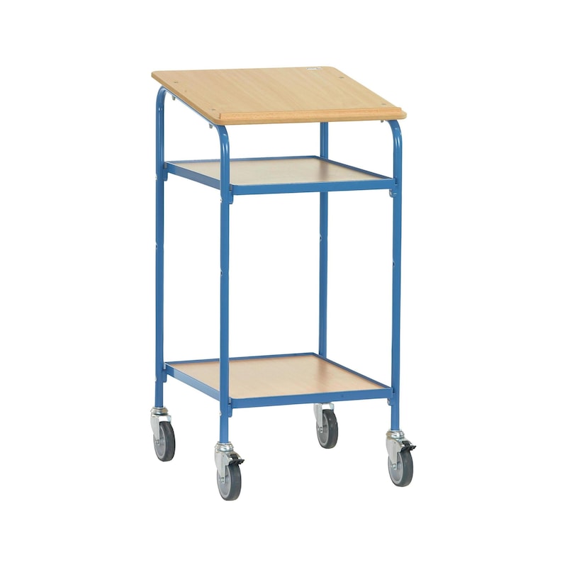 Pupitre roul. 5834 zone charg.500 x 600 mm 100 kg, av supp. écriture et 2 étag. - Pupitre roulant avec 2 zones de chargement en bois
