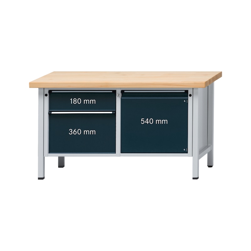 ANKE workb., mod. 232 V, panel w. uni. coating 1500x700x850 mm RAL 7035/7016 - Cabinet workbench, series V 1500