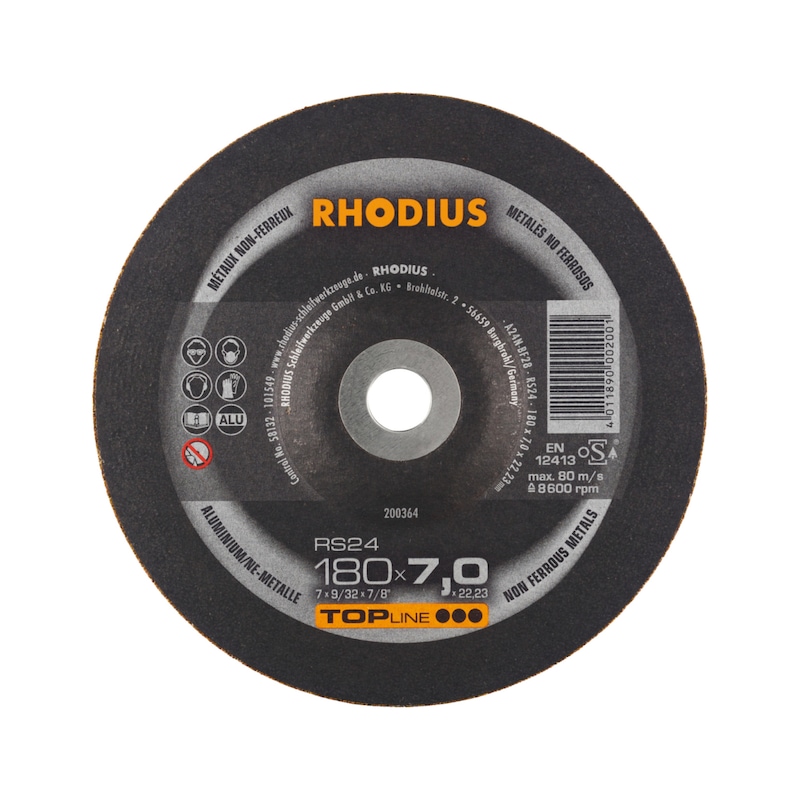 Knut Kille Rhodius RHODIUS Disco desbaste aluminio-metales no ferrosos RS24, 180 × 7,0 × ...