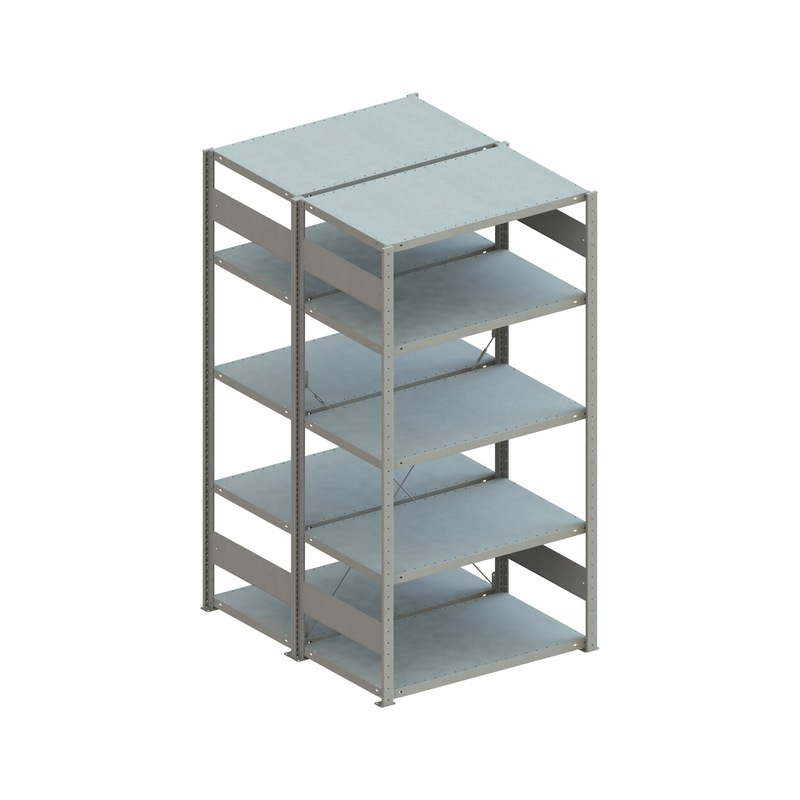 Ray. autom. dble META CLIP 100 zi. étag. base compl. 2 000x1 000x600 mm 2x5 ét. - META CLIP rayonnage automontable avec étagères