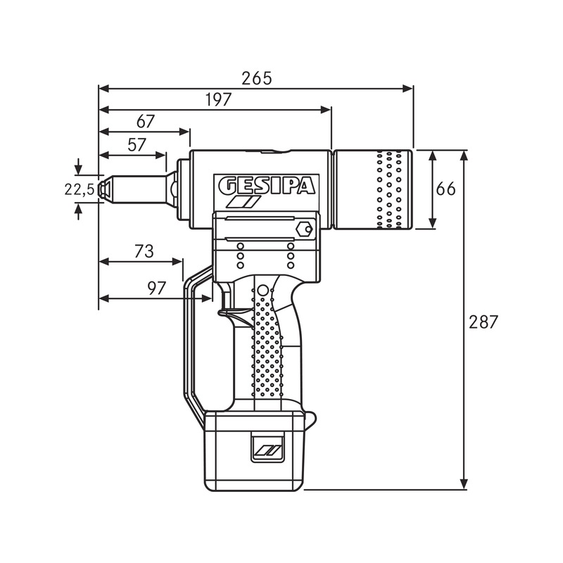 GESIPA AccuBird blind rivet gun with 14.4 V Li-ion battery and charger in case - electro-mechanical blind rivet setting tool