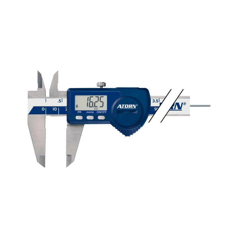 ATORN vernier calipers IP40 electr. 150 mm w data output depth gauge round - Electronic pocket vernier callipers