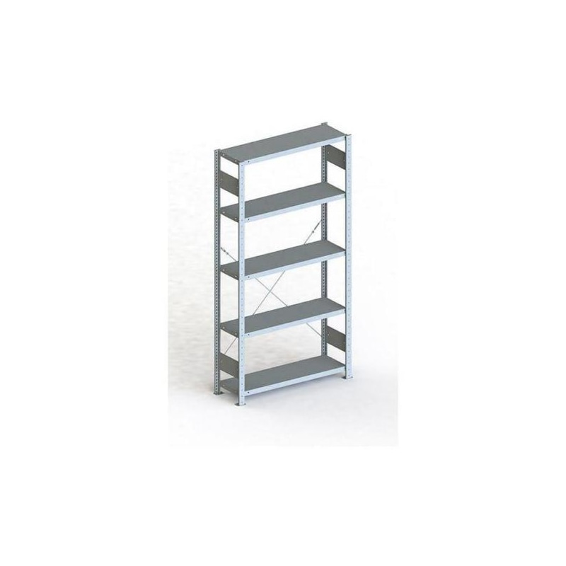 META plug-in rack CLIP 150, RAL7035, 6 shelves, basic sh. HxLxD 2500x1000x300 mm - Shelf boltless rack, single-row