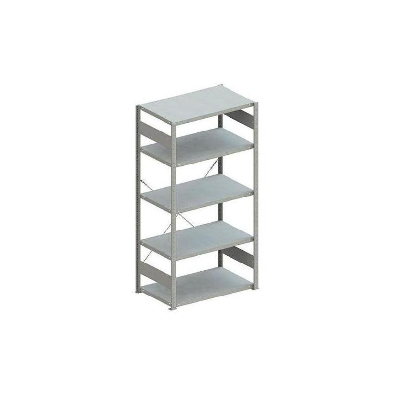 Rayonnage automont. bureau META S3 CLIP 100, zi., 5 étag. base 2 000x1 000x600 - Rayonnage automontable d'étagères, rangée simple