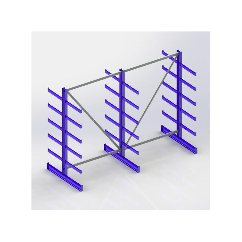 Rayonnage cantilever ATLAS ST deux côtés H2000 x T500 x L2700 mm + 3 rayonnages - Rayonnage cantilever à deux côtés