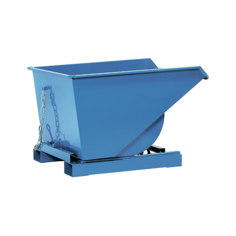 FETRA tilting container, 1.2 m³, load 2500 kg, LxWxH 1699x1157x997 mm, RAL 5007 - Tipping containers, tip from forklift operator's seat - with roll-off mechanism