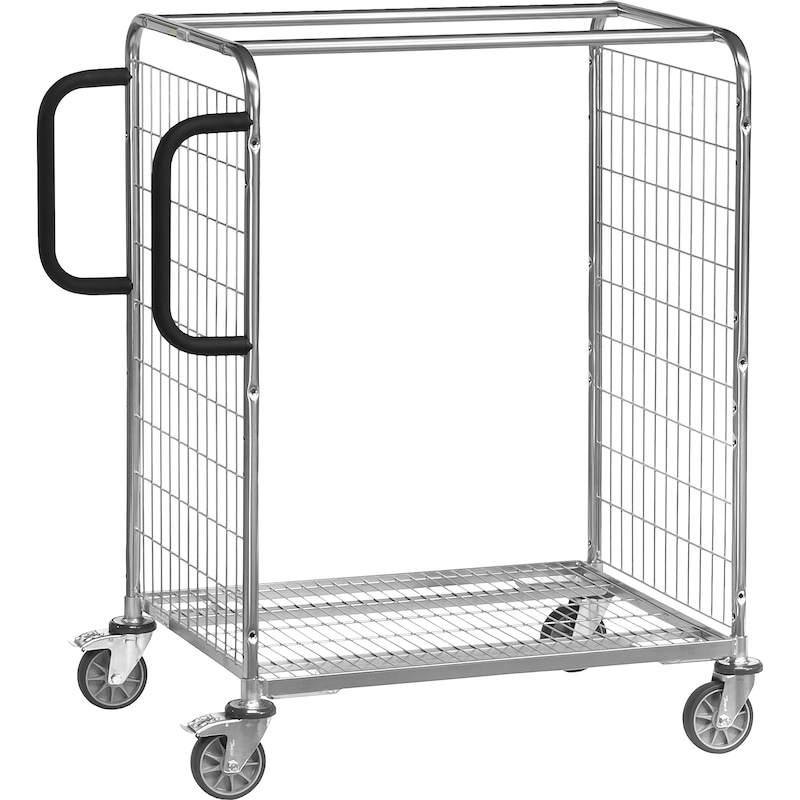 Chariot de préparation 28101, cap. ch. 300 kg, zone de ch. 850 mm x 610 mm - Module de base pour chariot à étagères avec treillis, zingué galvanisé