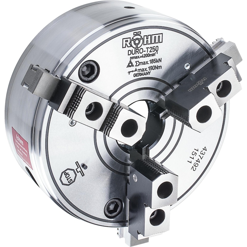 RÖHM DURO-T 3-jaw wedge bar chuck 250 mm DIN 6350-1 - DURO-T 3-jaw tapered rod lathe chuck DIN 6350-1