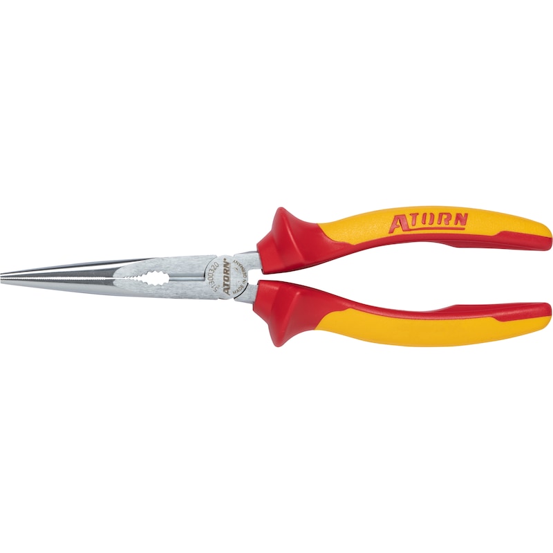 ATORN Snipe nose pliers, straight, with VDE-insulated 2-component grip covers ATORN Snipe nose pliers, straight, with VDE-insulated 2-component grip covers