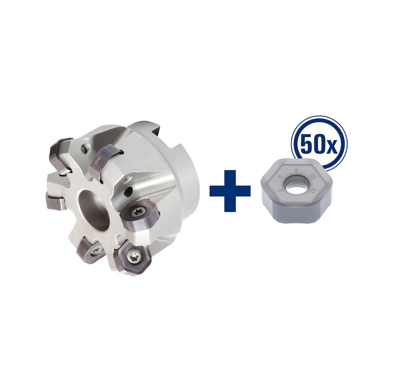 ATORN jeu de fraises à surfacer avec dia. alésage 50 mm T=5 av. 50 plaq. jeter - FRAISE A SURFACER A 45° HAUTES PERFORMANCES |PROMOTION